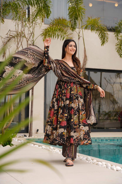 Ebon Flora Black Kurta Set