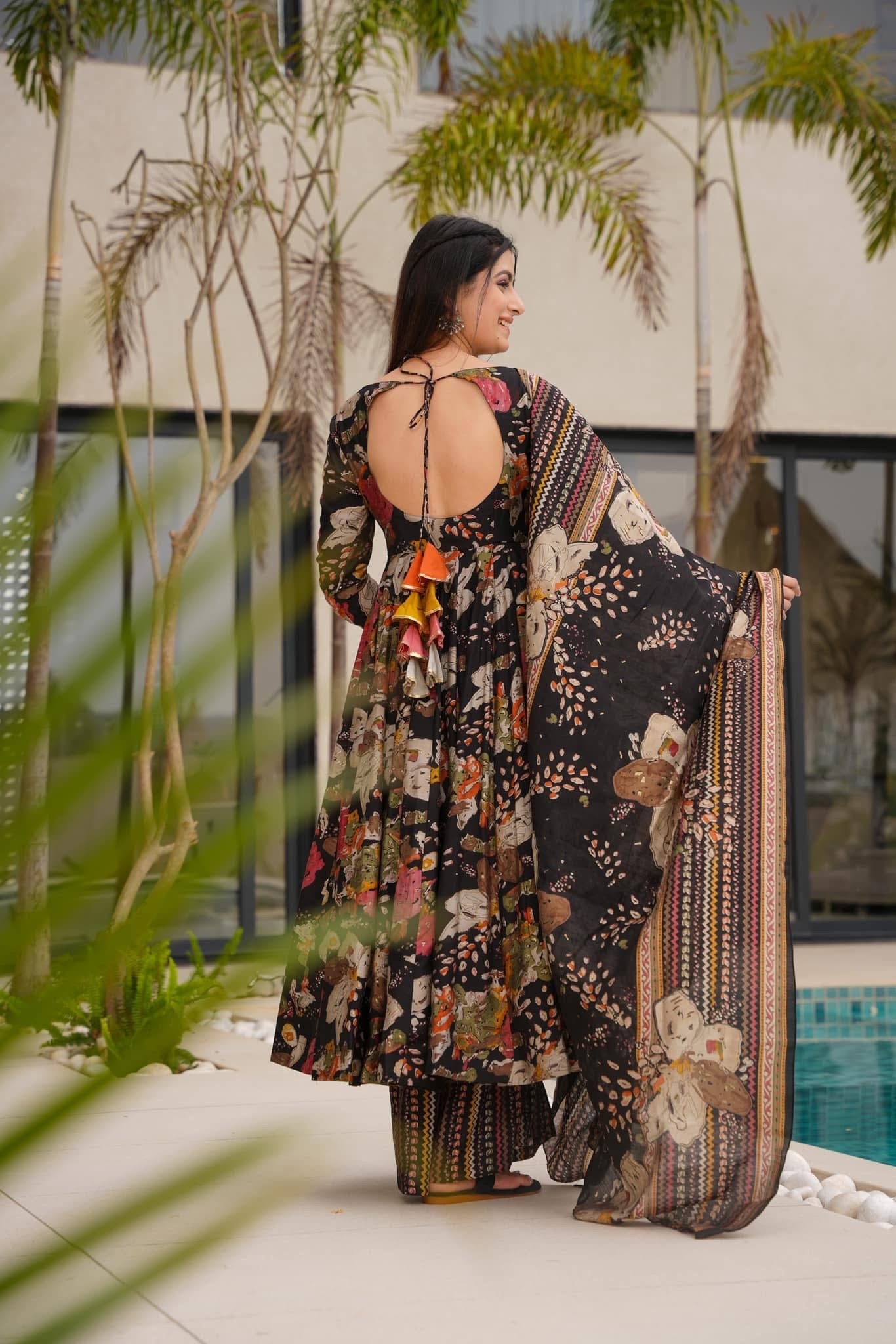 Ebon Flora Black Kurta Set