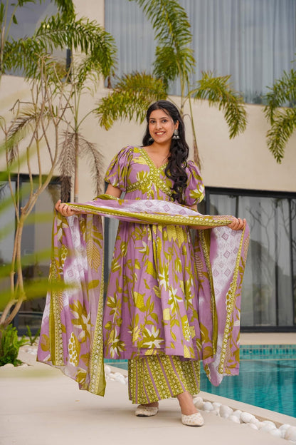 Blooming Olive Cotton Suit Set