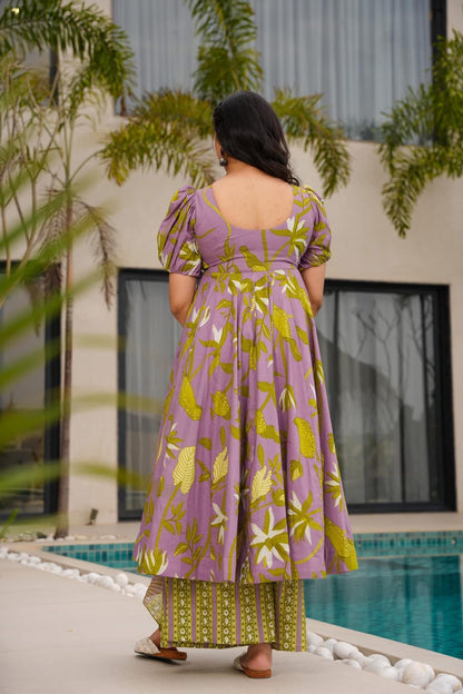 Blooming Olive Cotton Suit Set