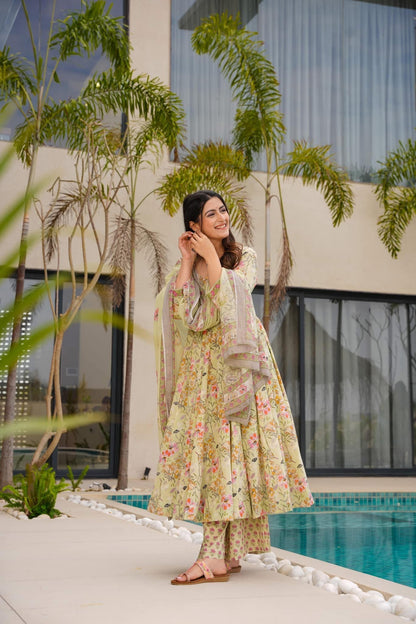 Diya Beige Cotton Suit Set