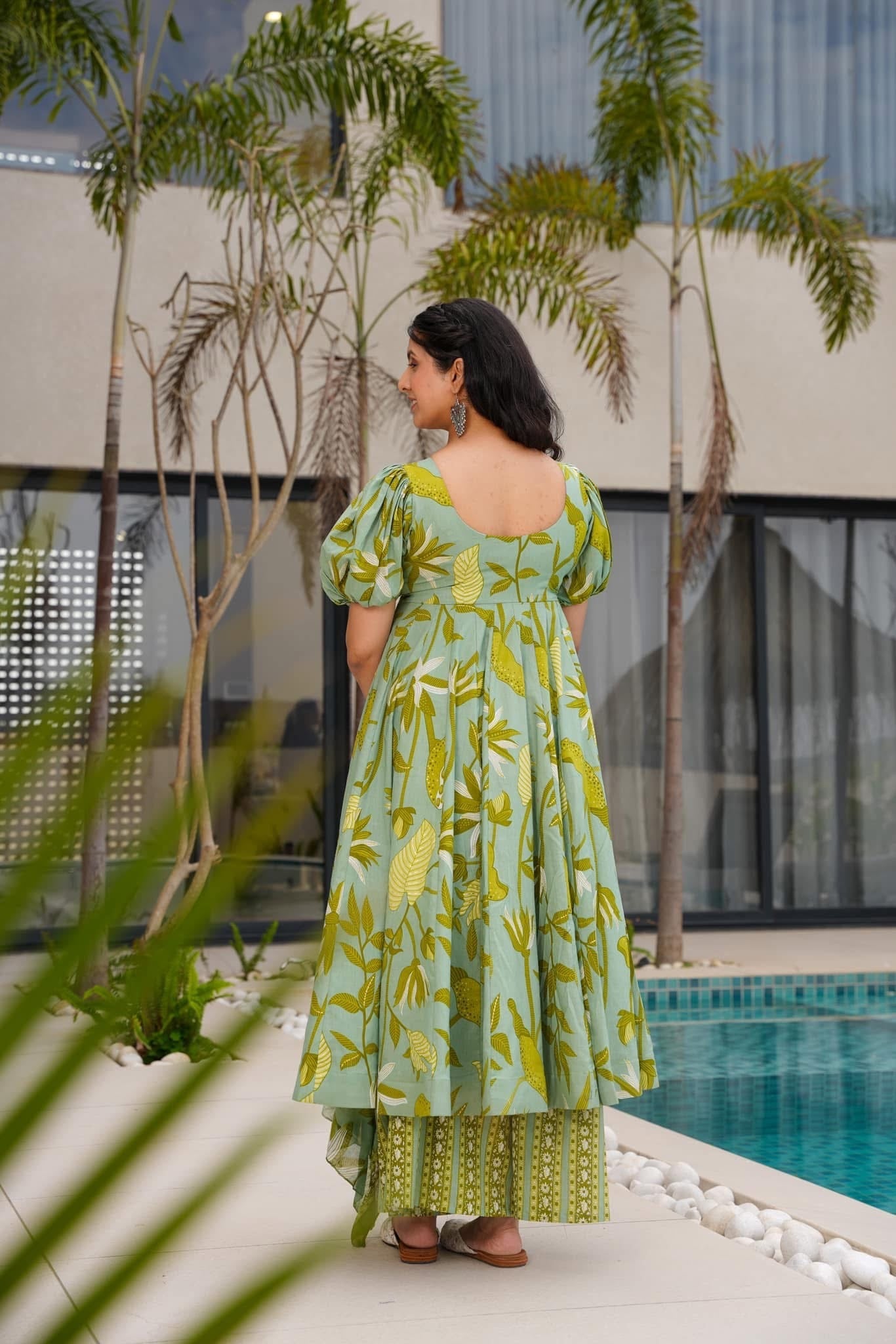 Tropical Green Cotton Suit Set