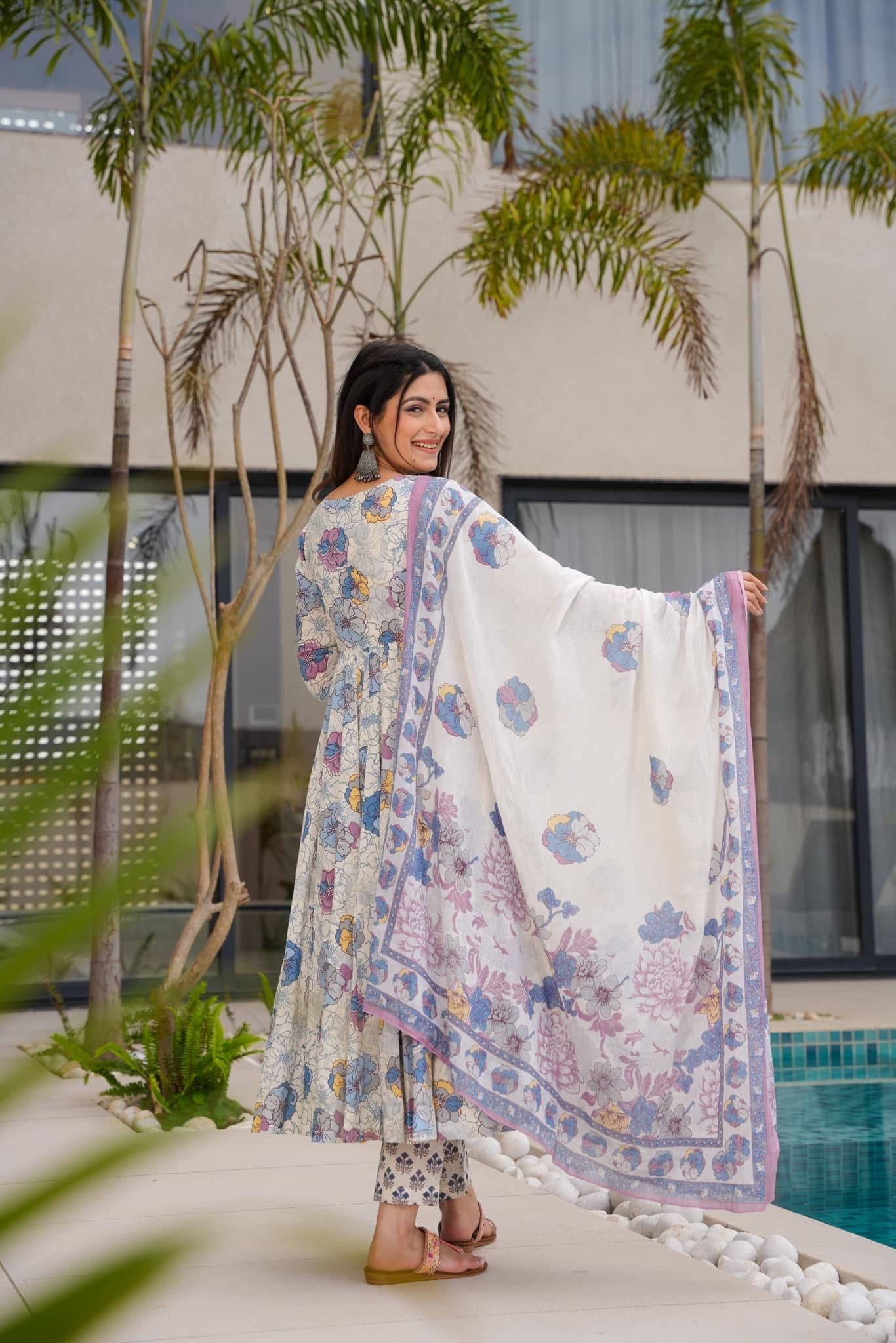 White Orchid Cotton Suit Set