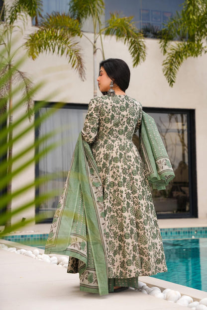 Khanak Green Cotton Suit Set