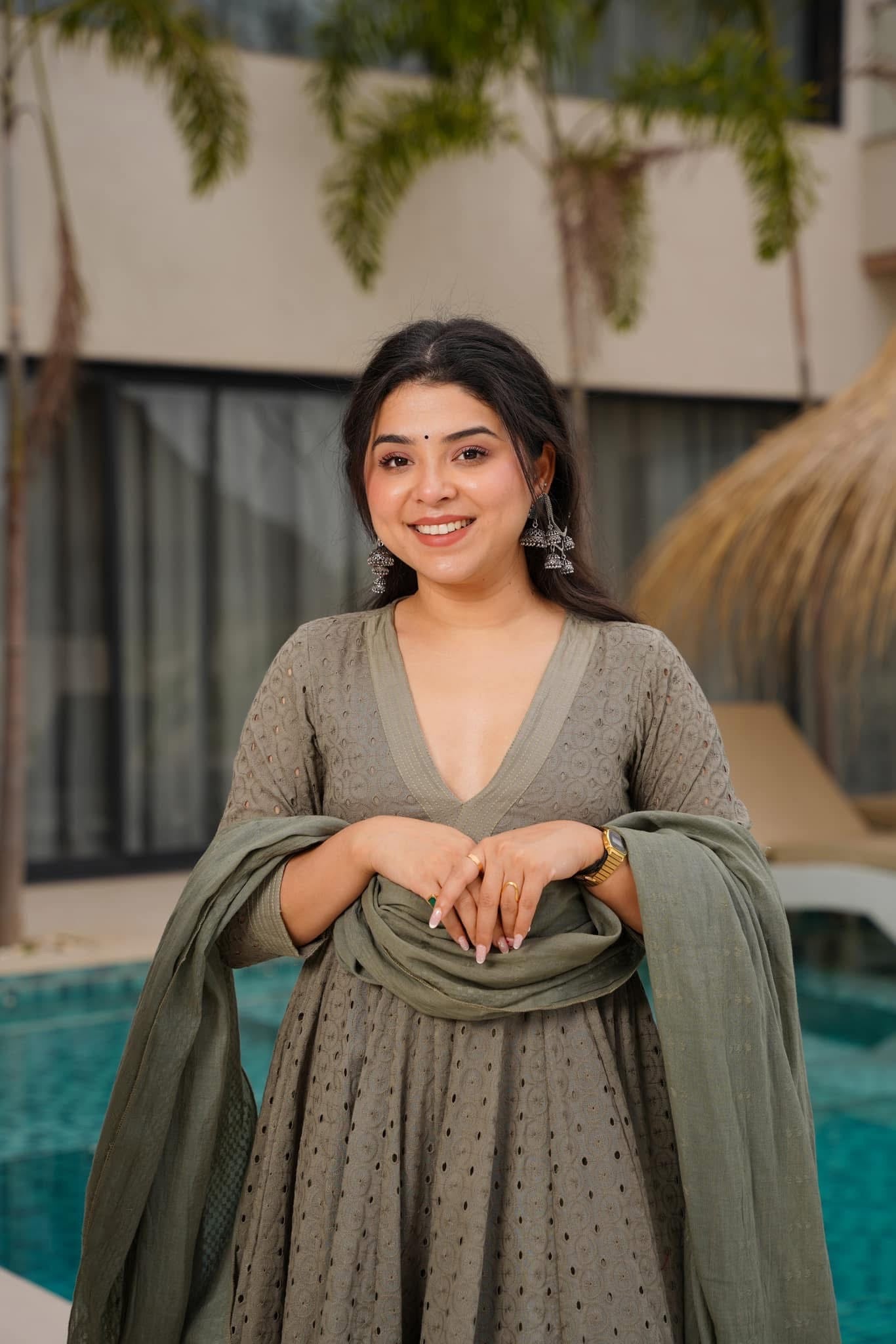 Metallic Mist Schiffli Cotton Suit Set