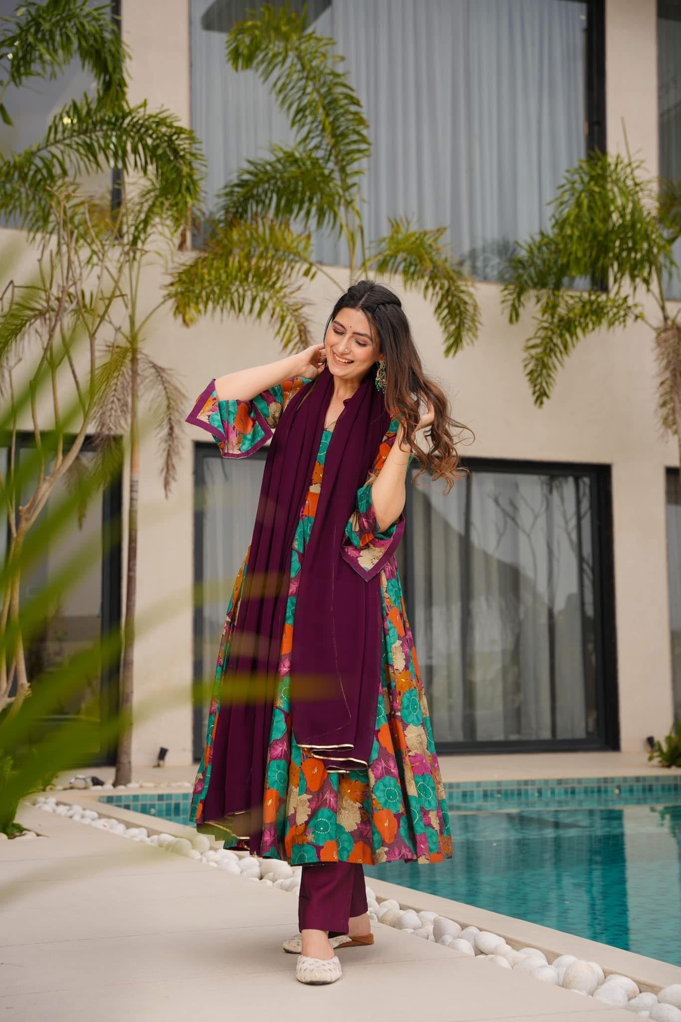 Vivid Harmony Muslin Suit Set