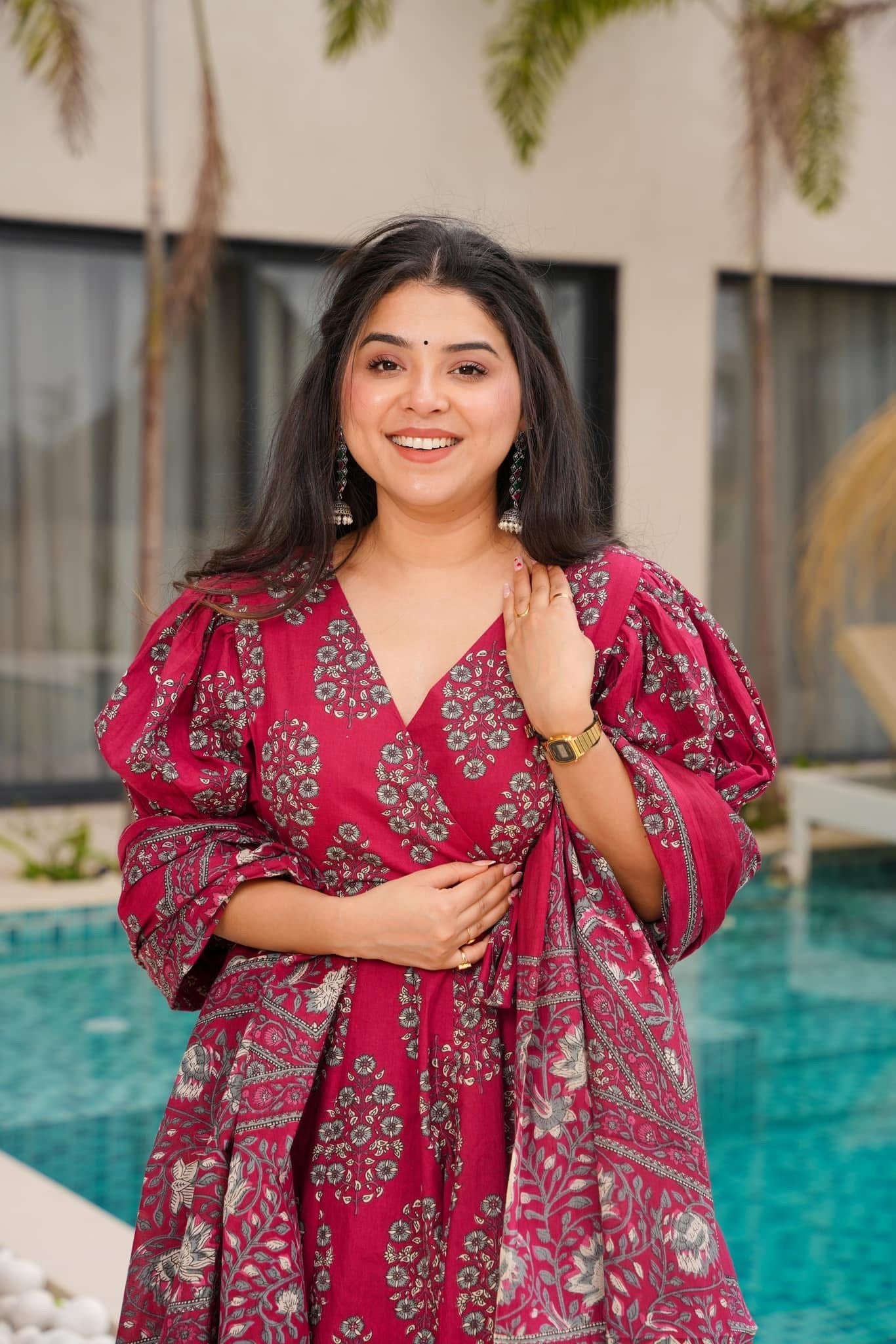 Burgundy Enchant Cotton Suit Set