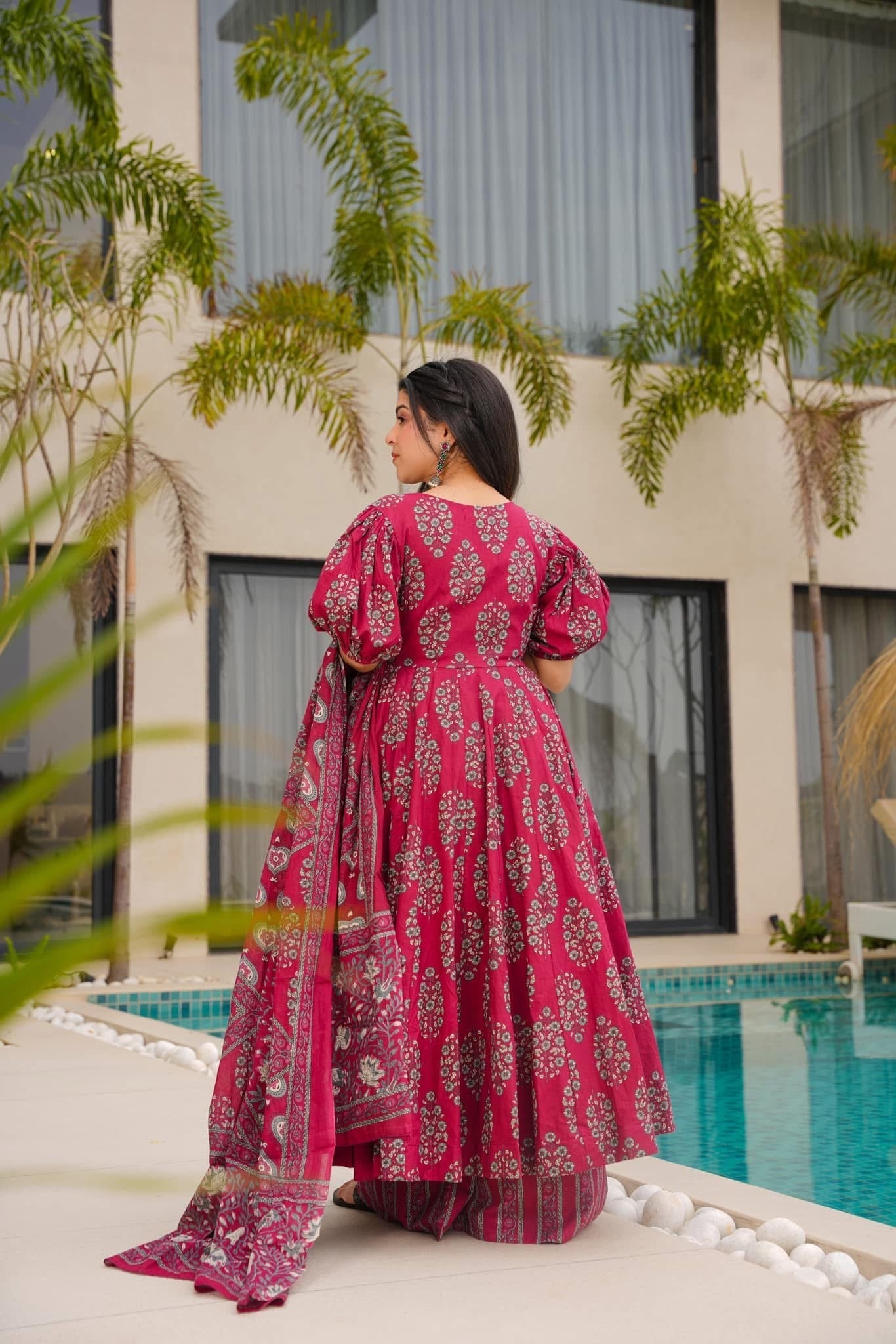 Burgundy Enchant Cotton Suit Set