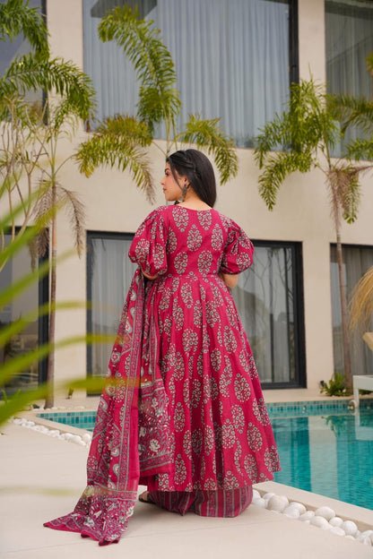 Burgundy Enchant Cotton Suit Set