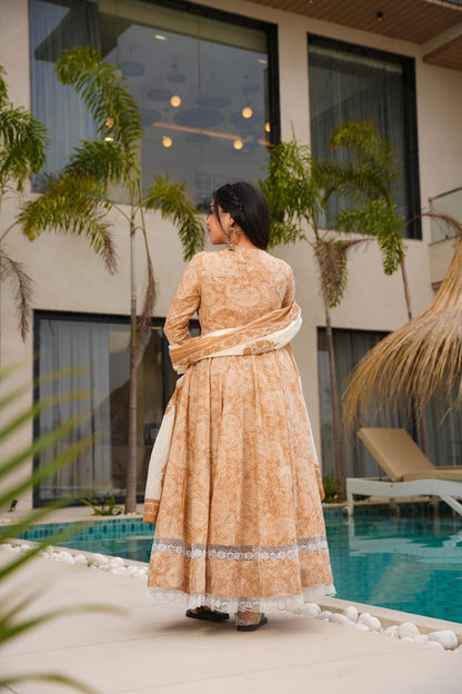 Dewdrop Beige Cotton Suit Set