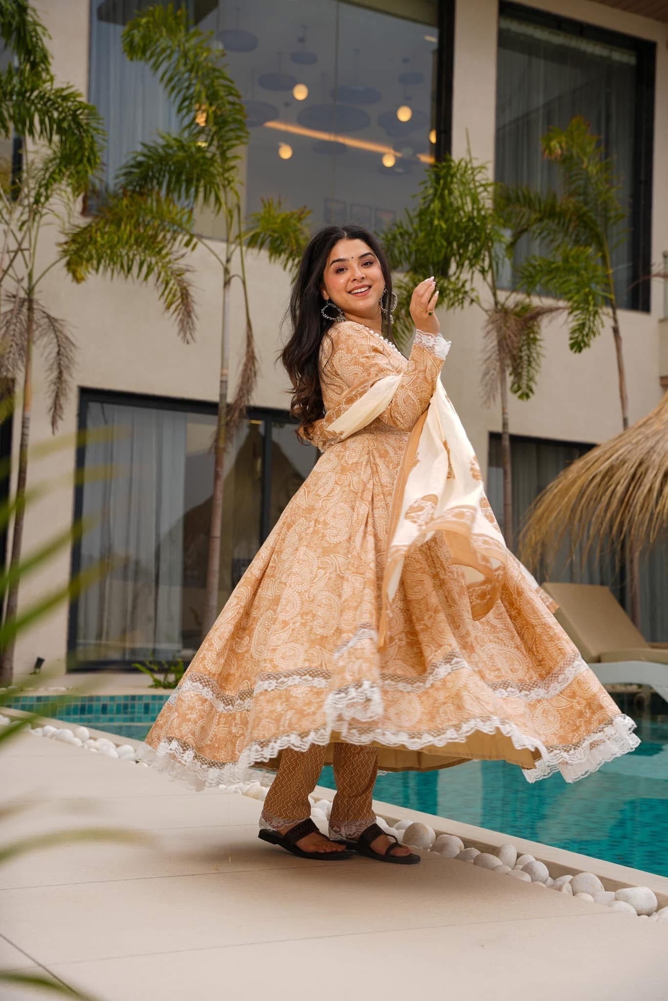 Dewdrop Beige Cotton Suit Set