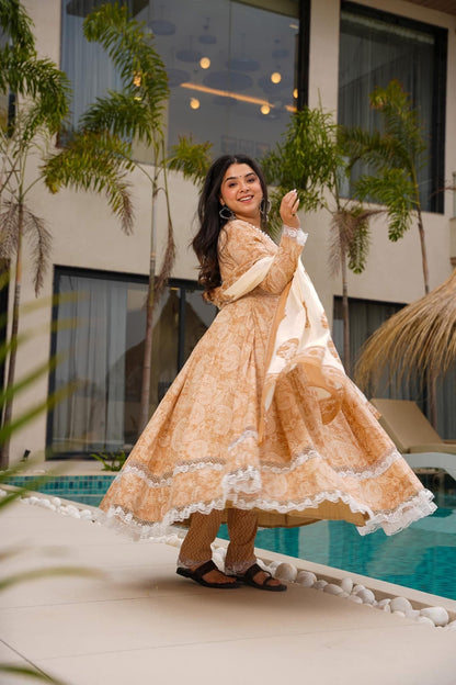 Dewdrop Beige Cotton Suit Set