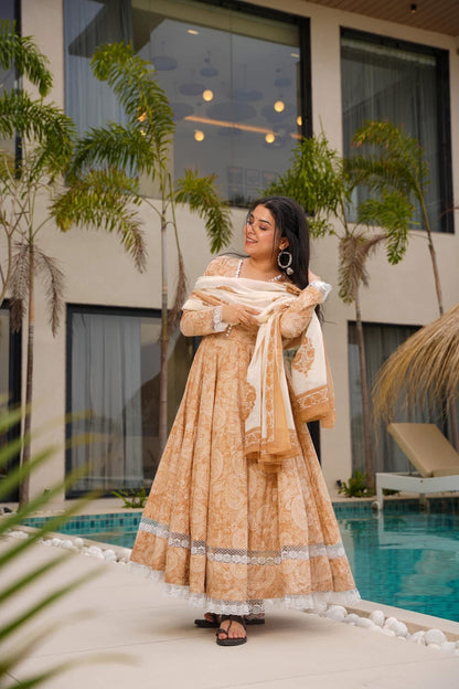 Dewdrop Beige Cotton Suit Set