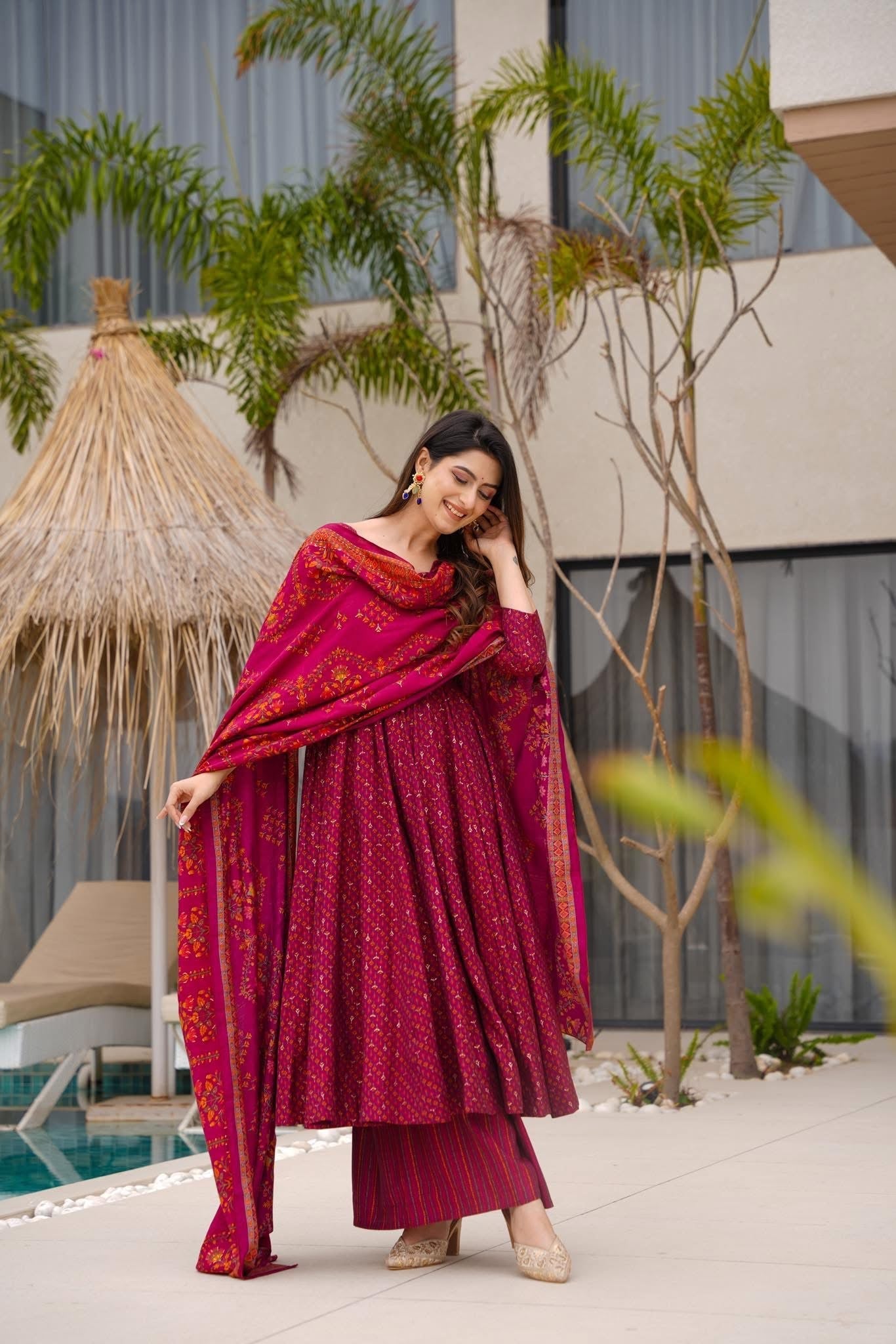 Aadhya Pink Muslin Suit Set