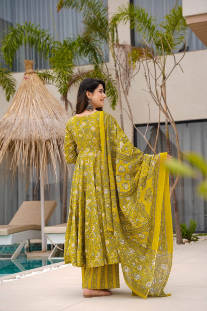 Mahira Mustard Cotton Suit Set