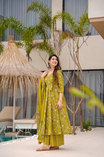 Mahira Mustard Cotton Suit Set