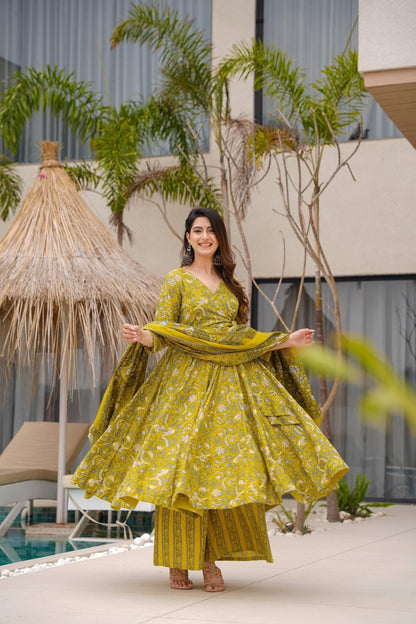 Mahira Mustard Cotton Suit Set