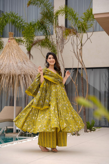 Mahira Mustard Cotton Suit Set