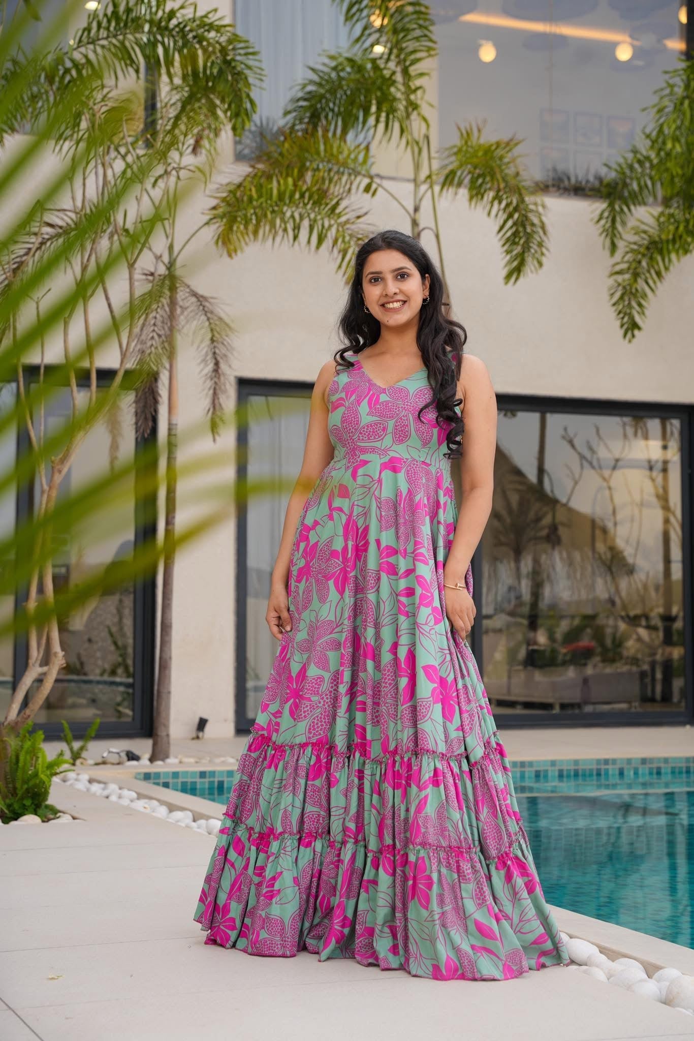 Mint Blossom Floral Maxi Dress