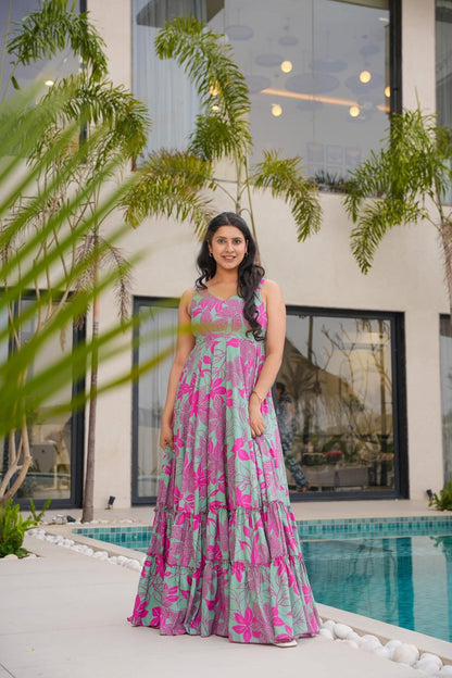 Mint Blossom Floral Maxi Dress