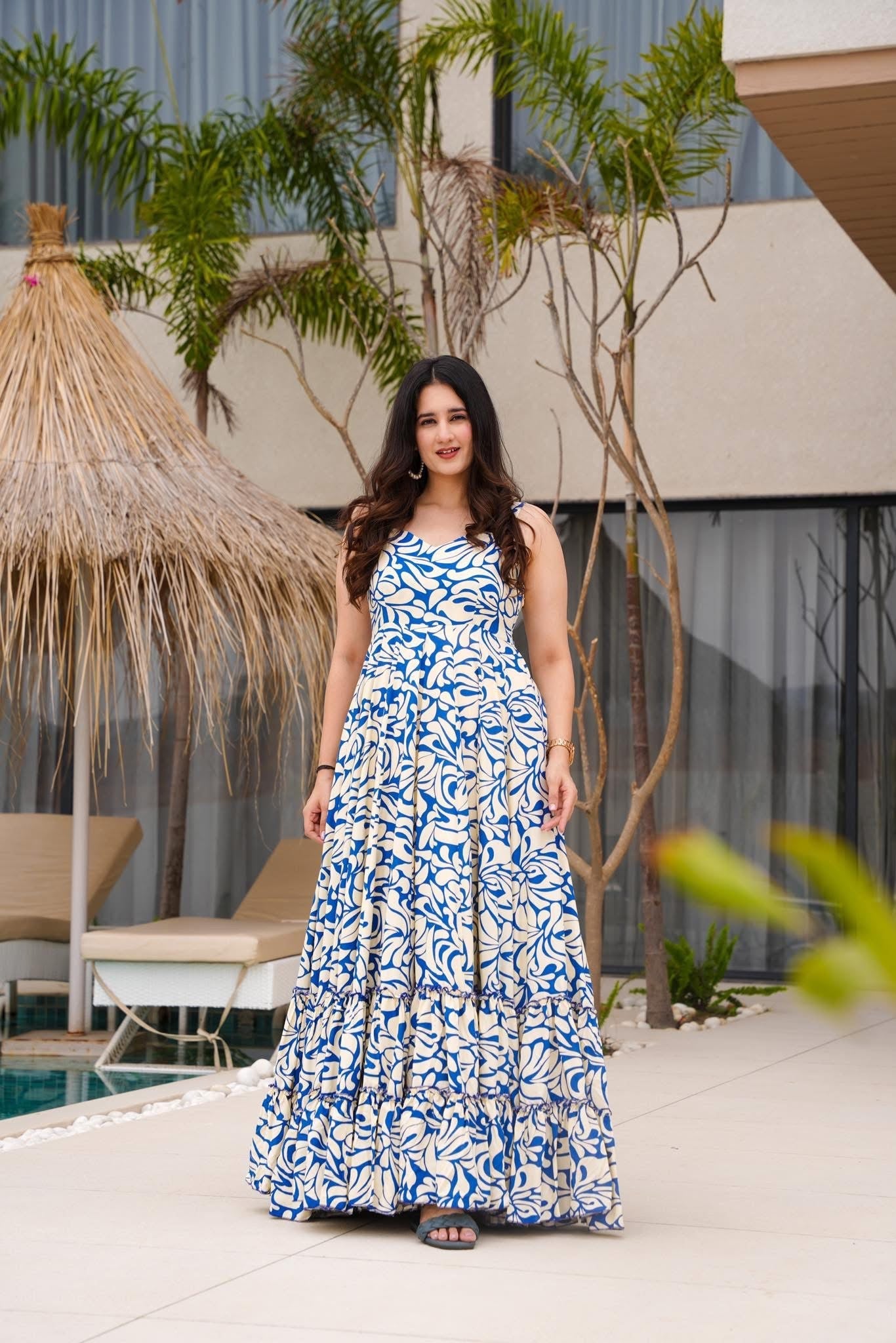 Coastal Charm Blue Maxi Dress