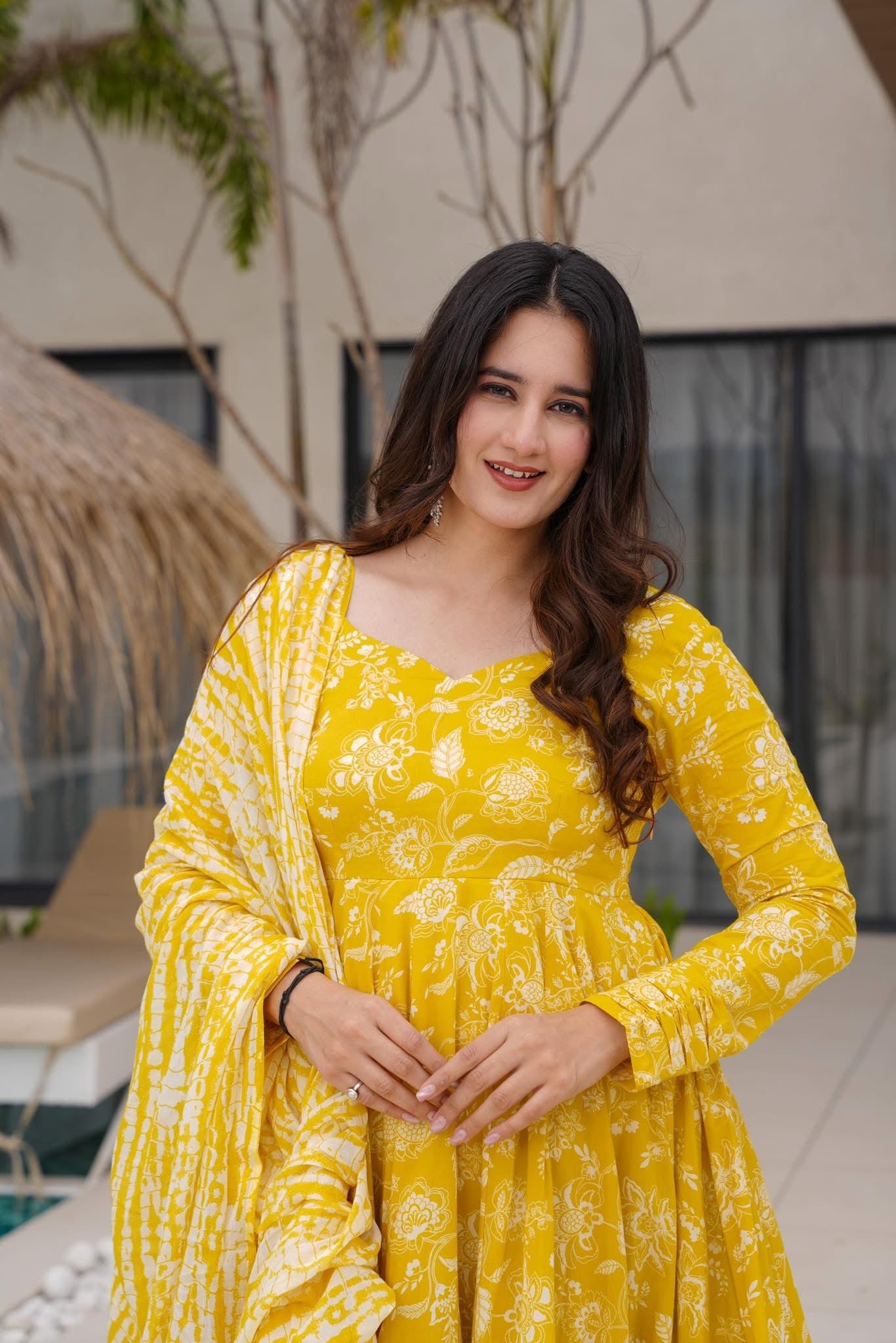 Saba Yellow Cotton Suit Set