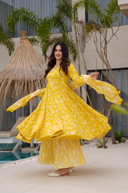 Saba Yellow Cotton Suit Set