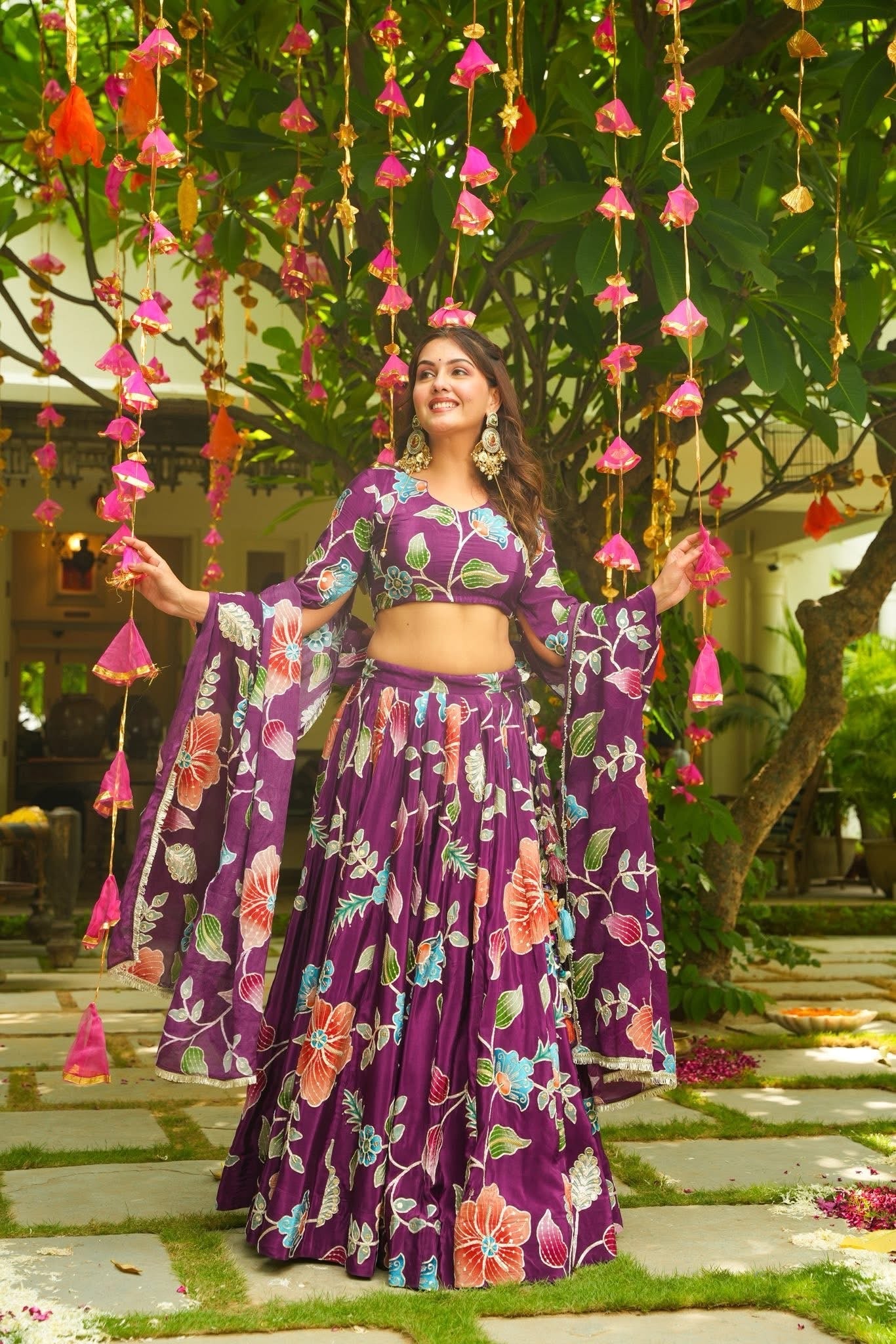 Amriah Purple Floral Lehenga Set