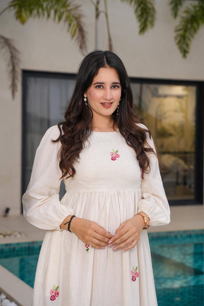Ivory Blossom Cotton Dress