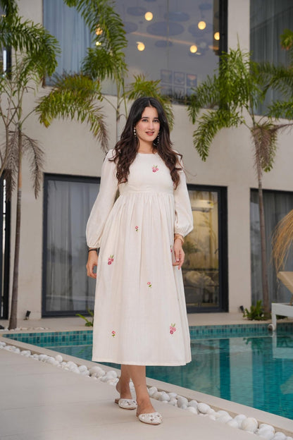 Ivory Blossom Cotton Dress