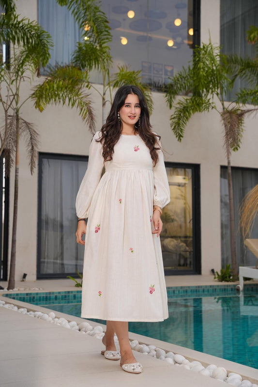 Ivory Blossom Cotton Dress