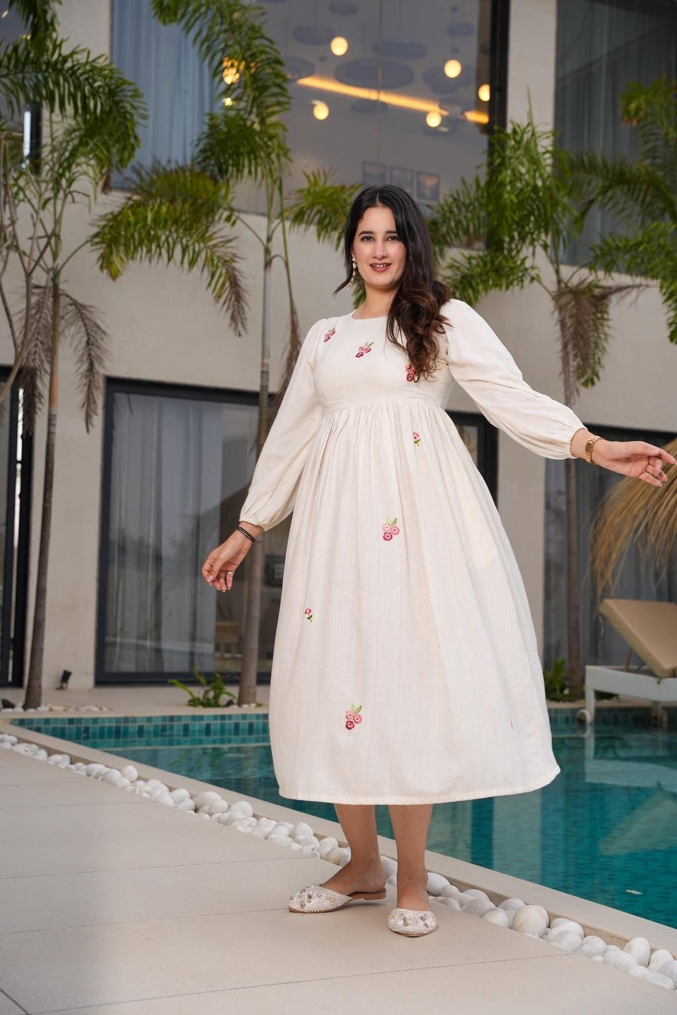 Ivory Blossom Cotton Dress