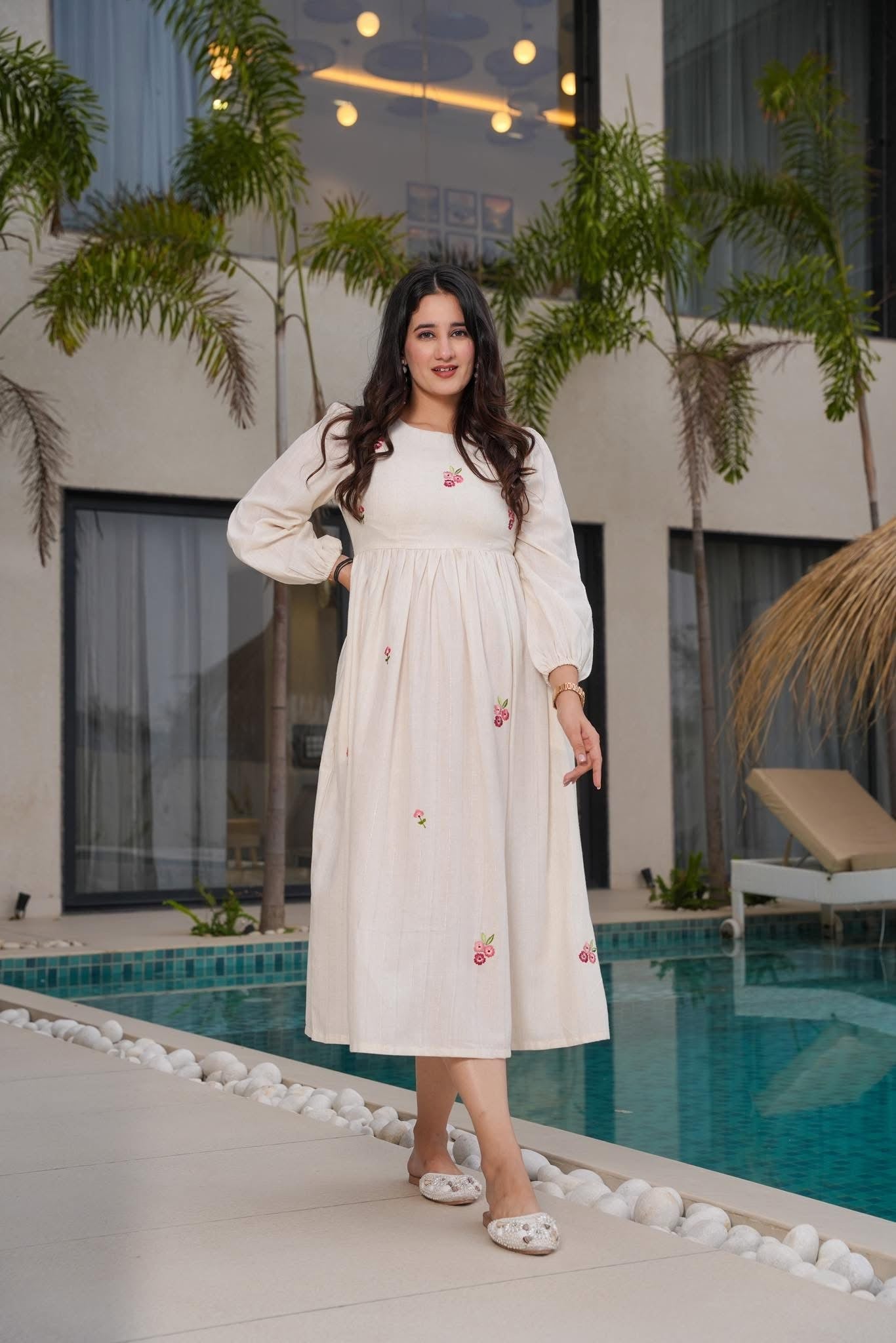 Ivory Blossom Cotton Dress