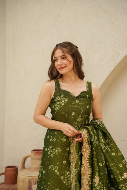 Sol green cosmos kurta set