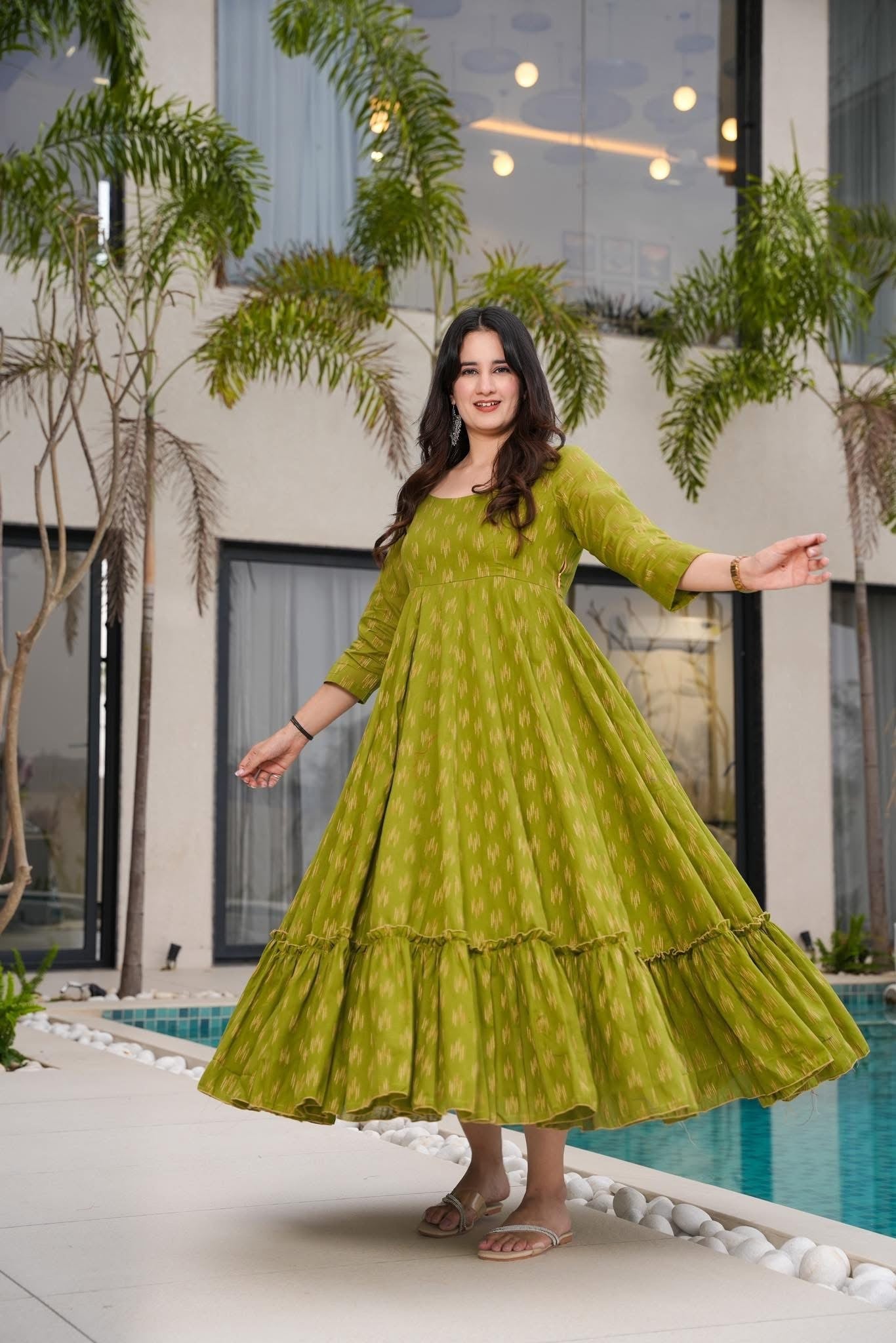 Olive Breeze Cotton Dress