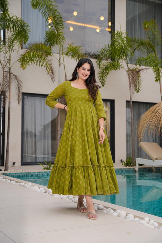 Olive Breeze Cotton Dress