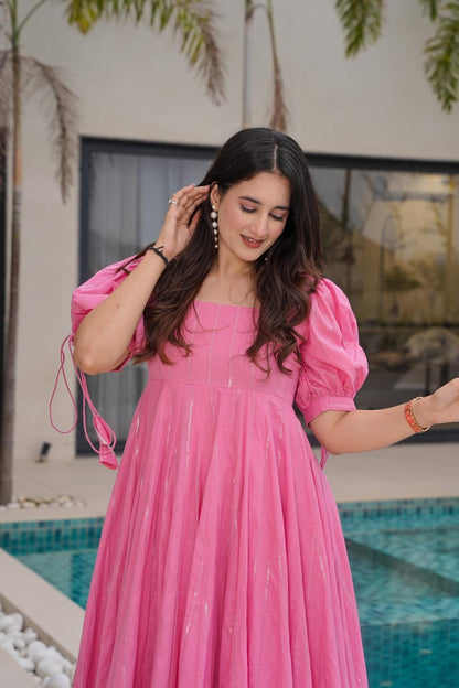 Petal Grace Pink Cotton Dress