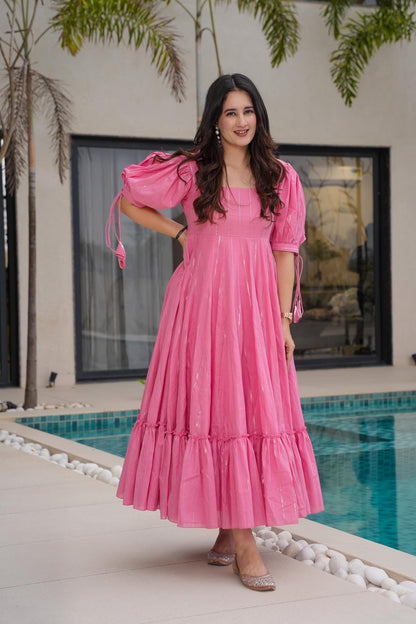 Petal Grace Pink Cotton Dress