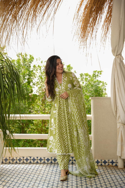 Megha green cotton set