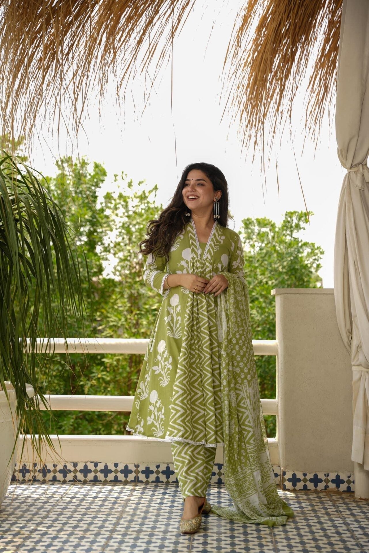Megha green cotton set