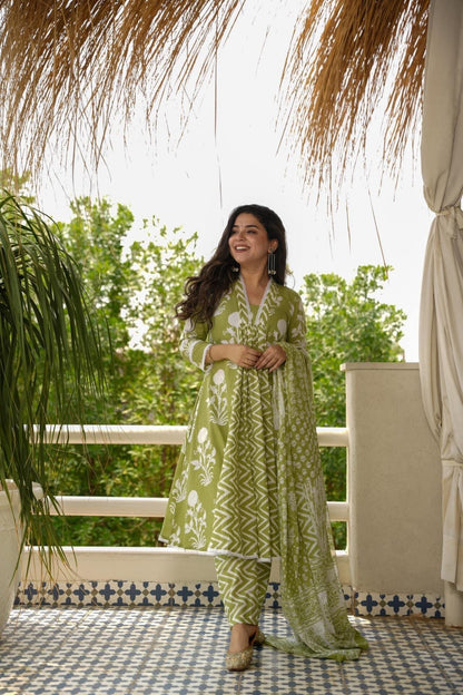 Megha green cotton set