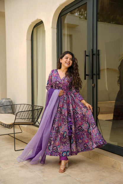 fuchsia embroidered organza suit set