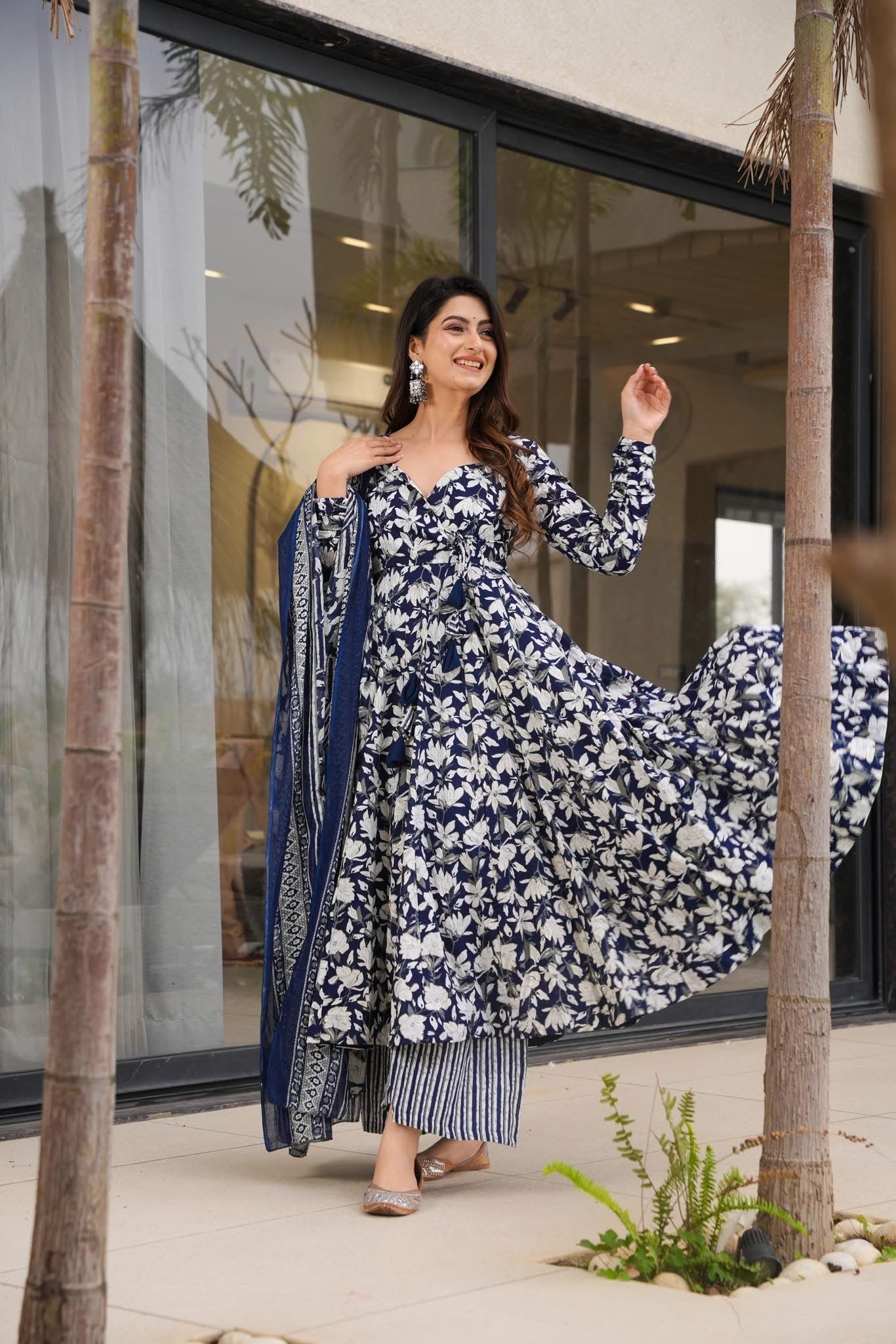 Utsav Indigo Cotton Suit Set