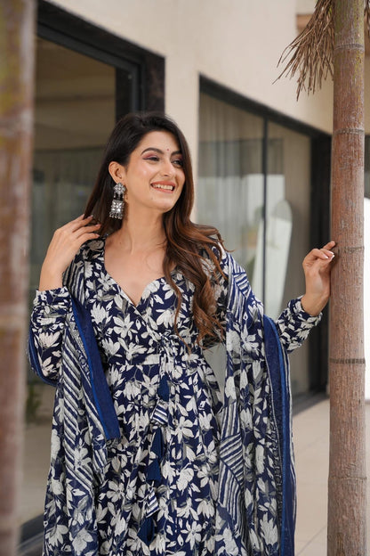 Utsav Indigo Cotton Suit Set