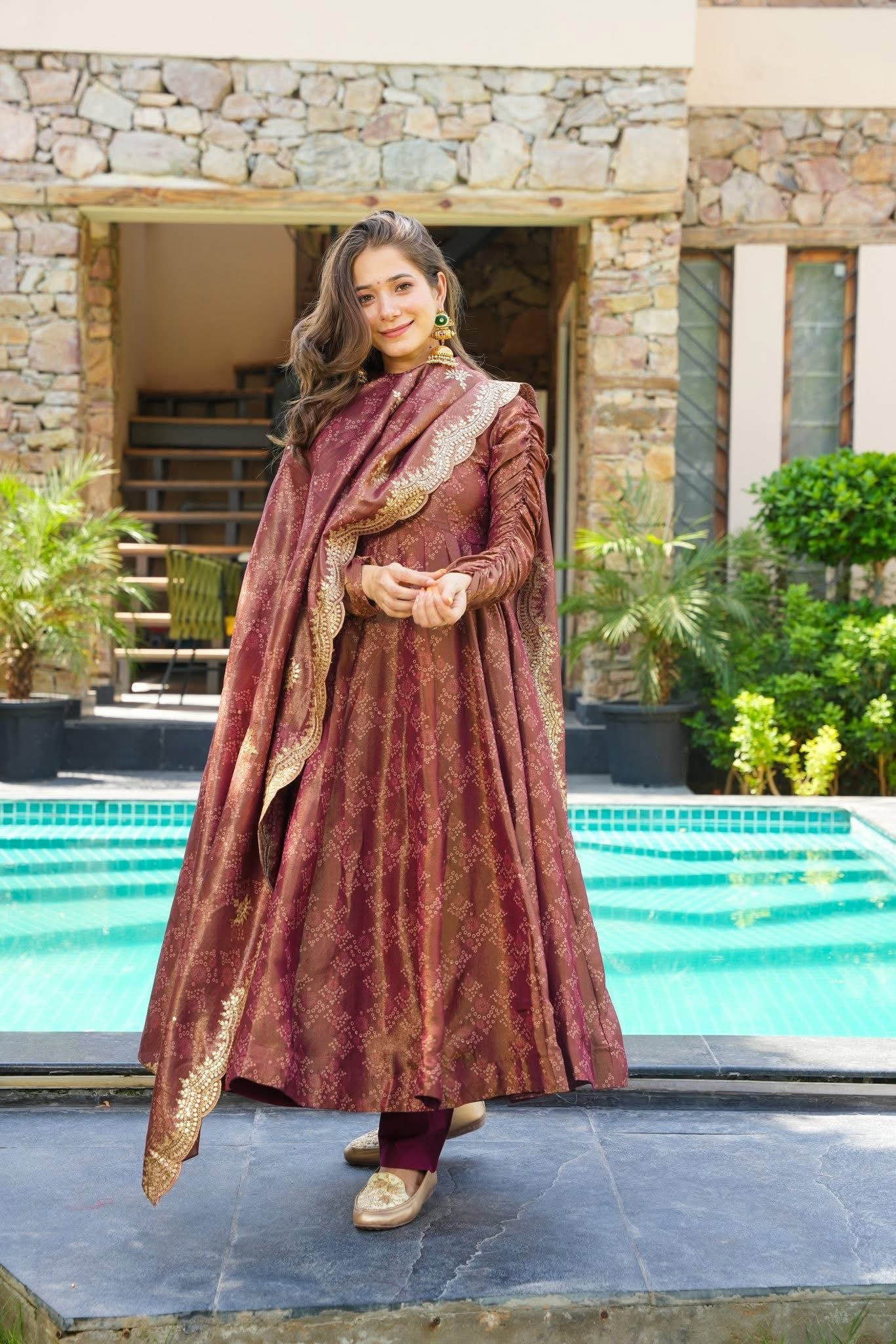 Bronze Glow Cosmos Kurta Set