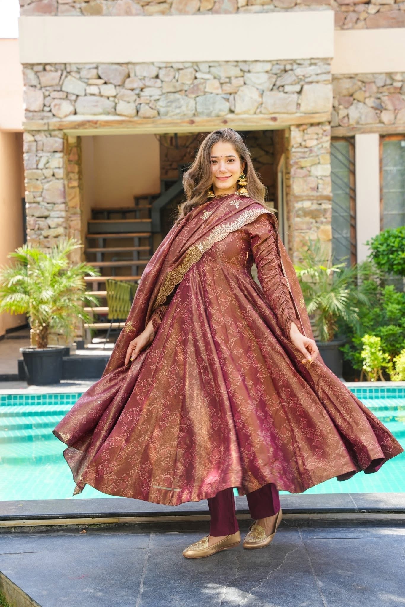 Bronze Glow Cosmos Kurta Set