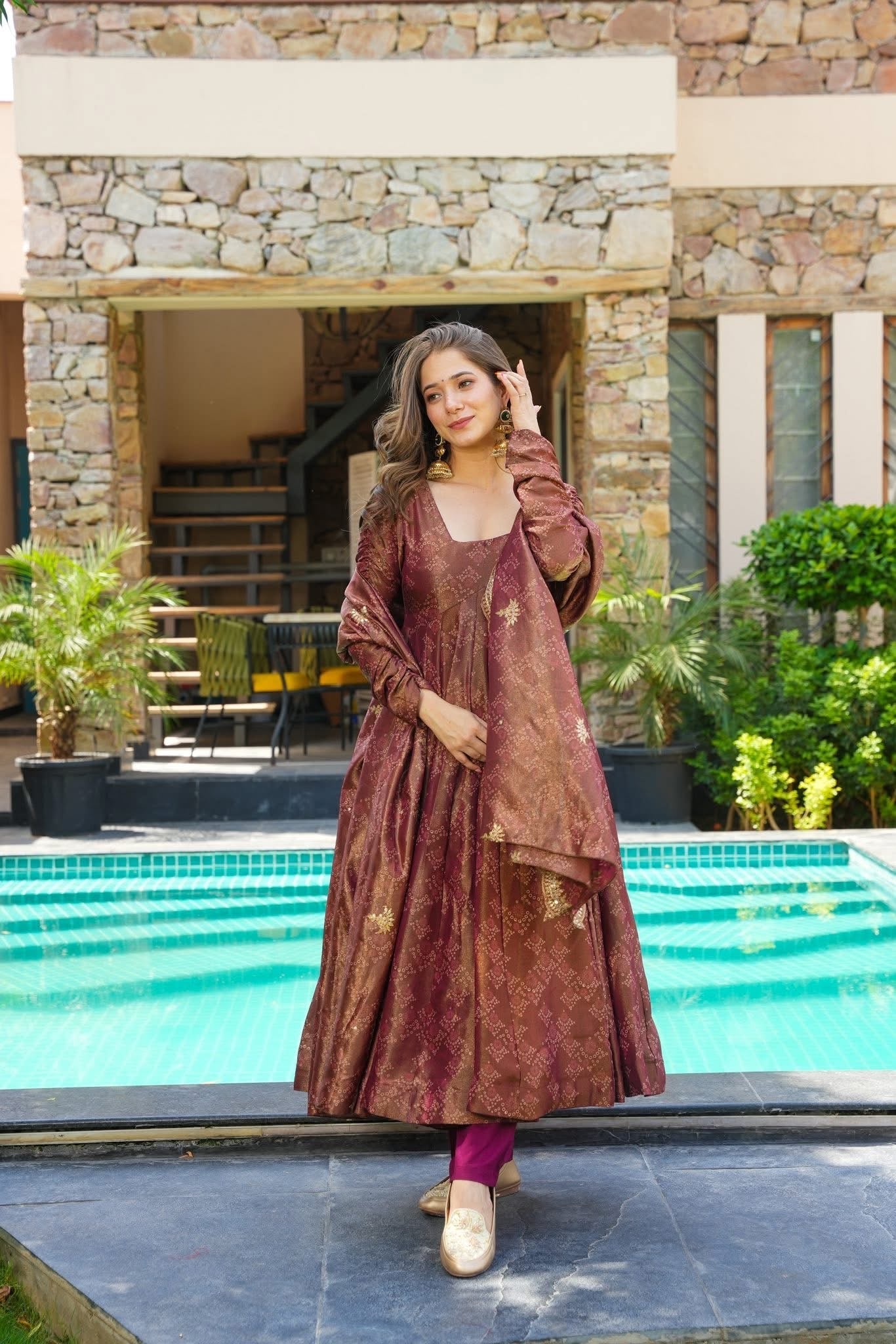 Bronze Glow Cosmos Kurta Set