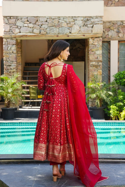 Ruby Elegance Silk Suit Set