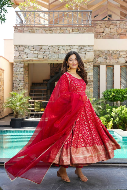 Ruby Elegance Silk Suit Set