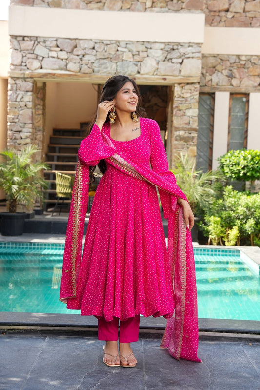 Fuchsia Crepe Suit Set